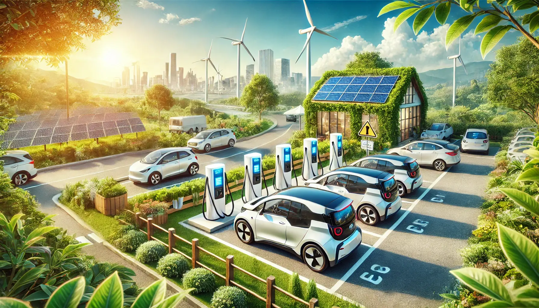 EVs charging with solar and win power