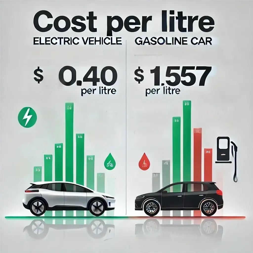 Comparison of cost to charge EV vs Gas Car